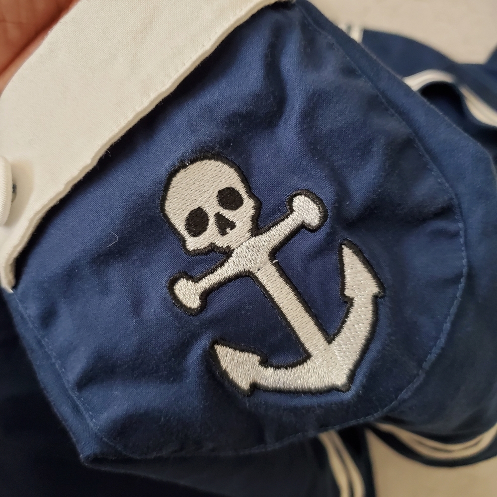 Hell Bunny Vixen Blue Skull Anchor Sailor Nautical Halter Dress - Picture 5 of 9